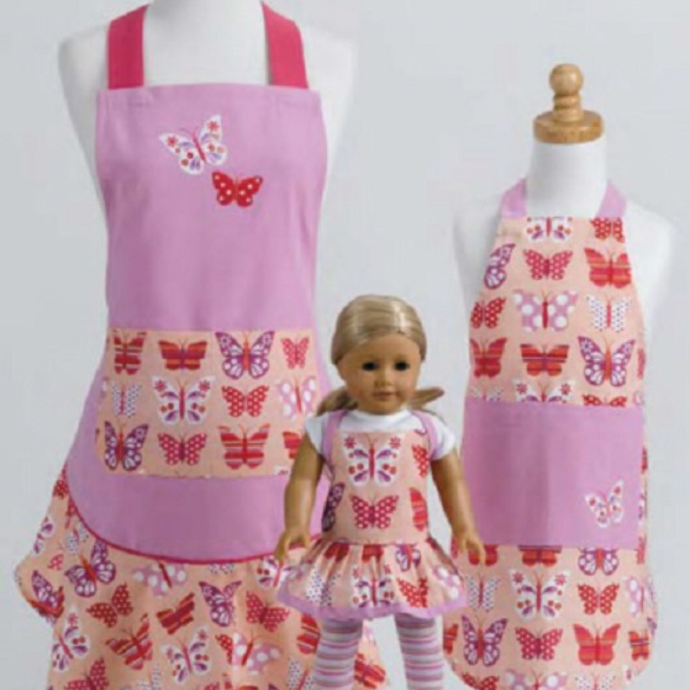 Adult and Child Butterfly Pink Apron Set NEW